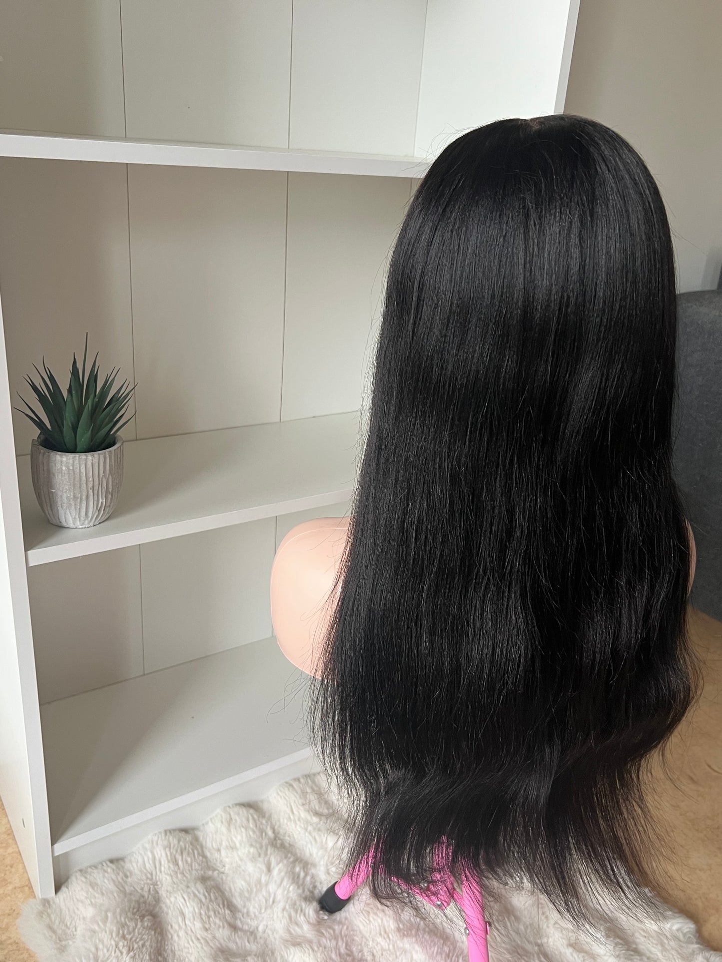 100% Yaki Human Hair Wig - Natural Straight Texture
