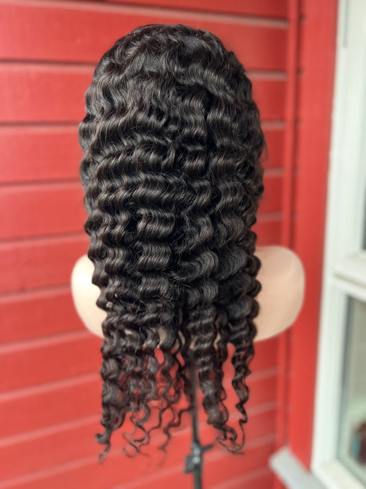 22” Deep Wave Wig - 100% Premium Human Hair, 13*4 lace front