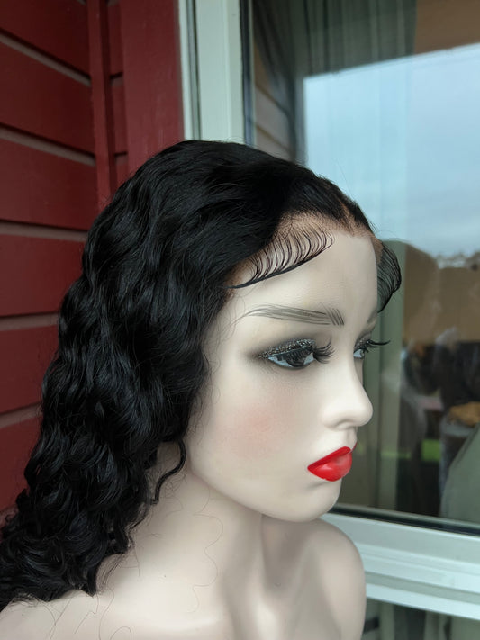 22” Water Wave Wig with baby hair- 100% Premium Human Hair, 13*4