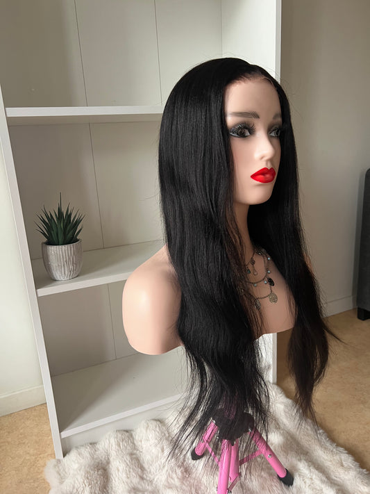 100% Yaki Human Hair Wig - Natural Straight Texture